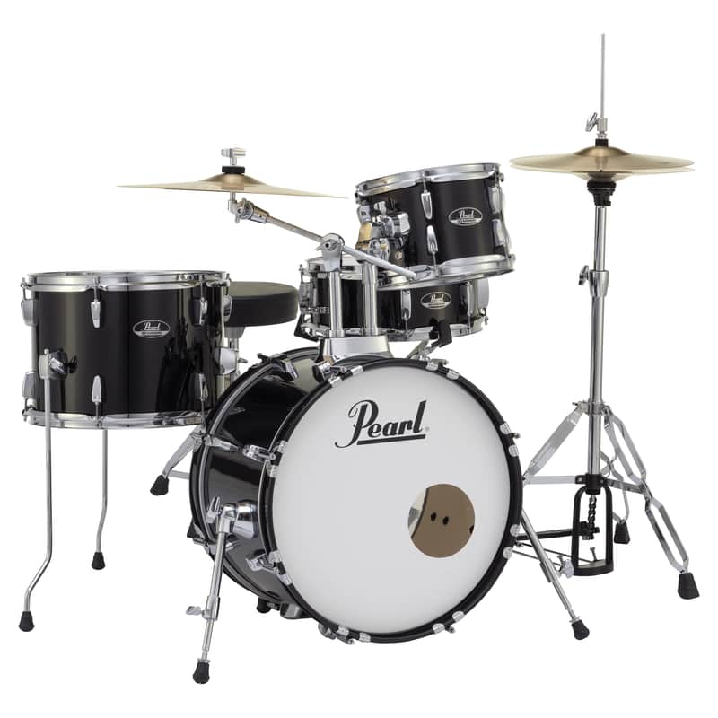 Pearl Roadshow 4-Piece Complete Drum Set w/18"x12" Kick & Cymbals - Jet Black image 1