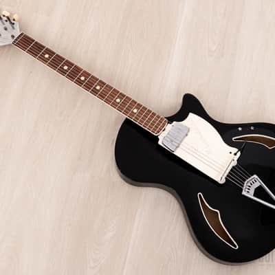 1960 Wandre Blue Jeans Vintage Aluminum Neck Hollowbody Guitar Black w/ Davoli Pickup, Case image 12