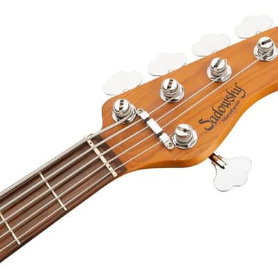 Sadowsky MetroExpress 24-Fret Modern Bass, Morado Fingerboard, 5-String - Solid Sage Green Metallic High Polish image 4