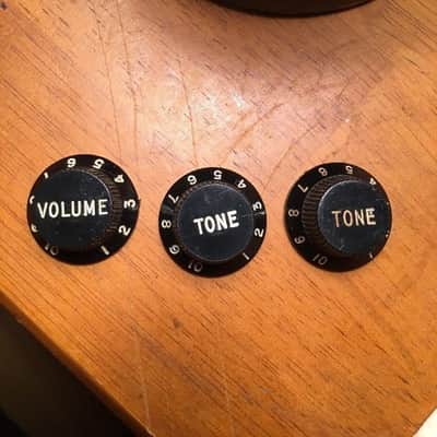 Fender Original 1970's Fender Stratocaster volume tone tone control knobs set Black image 1