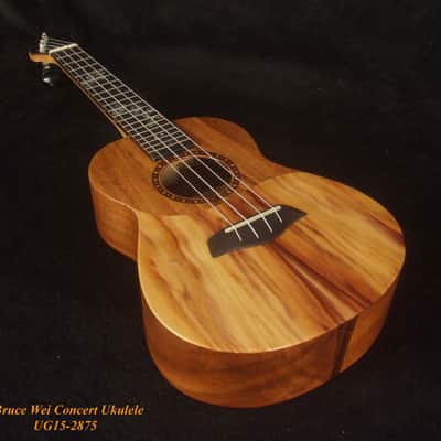 Handmade Concert Ukulele, Solid Taiwania, Pommele, TAIWAN Map, Soft-bag, Bruce Wei UG15-2875 image 10
