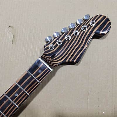 Zebra Wood Strat Style Guitar Neck with Machine Heads Pegs image 4