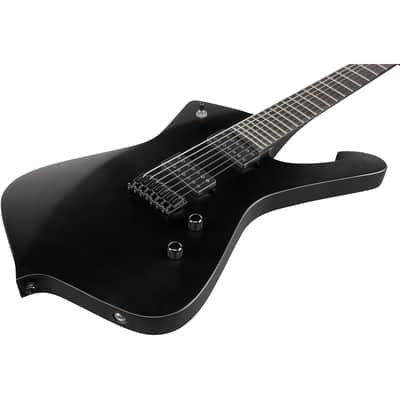 Ibanez Iron Label ICTB721-BKF Iceman 7-String Solid Body Electric Guitar with Ebony Fretboard, Right-Handed, Black Flat image 6