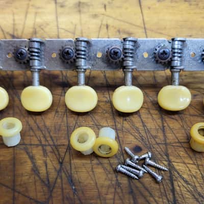 Vintage RARE 1965 Teisco Del Ray Japan 6 on a Plate Electric Guitar Tuners Grommets Installation Screws Luthier Parts image 1