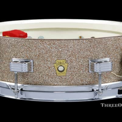 1960s Ludwig Pre-Serial Downbeat Snare Drum Keystone Champagne :  4 x 14 image 13