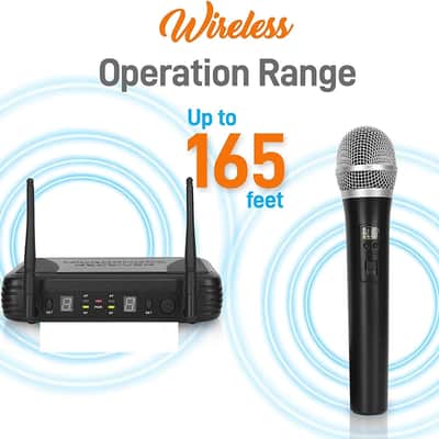 Professional Wireless Handheld Microphone System - Dual UHF Band, Wireless, Handheld, 2 MICS w/ 8 Selectable Frequency Channels, Independent Volume Controls, AF & RF Signal Indicators image 2