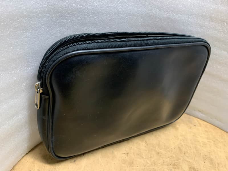 LARGE VINYL ZIPPERED MICROPHONE/ ACCESSORIES POUCH/ BLACK- MAKE OFFER! image 1