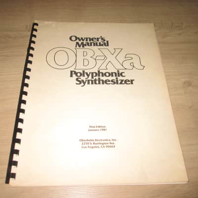Oberheim OB-Xa Original Owner's Manual - 1981 -
