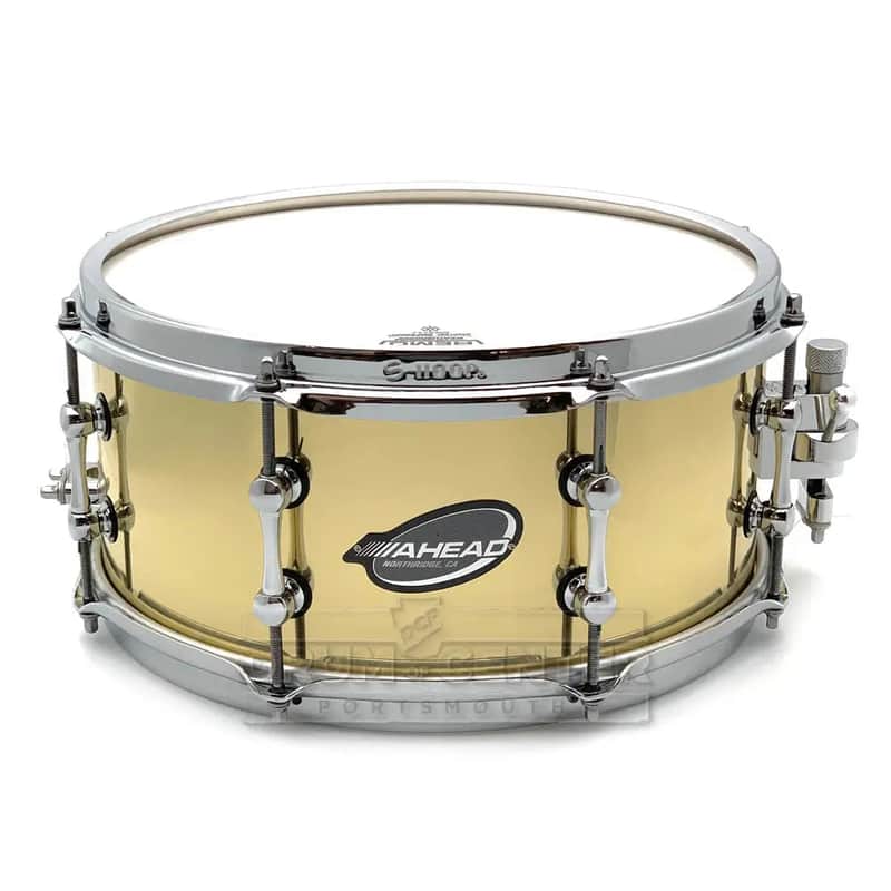 Ahead 3mm Cast Bell Brass Snare Dum 13x6 Polished w/Trick Throw-Off image 1