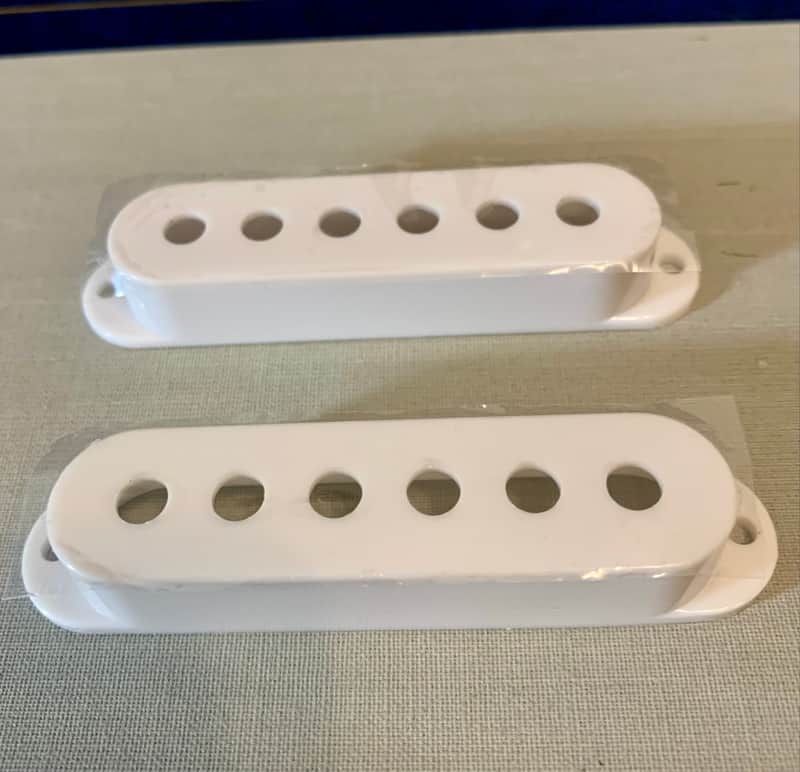 Pickup Covers (2) White - 50 mm Spacing - Single Coil Strat Style image 1