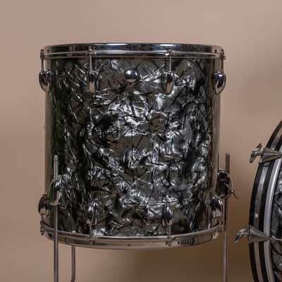 1970s Slingerland "New Rock" Black Diamond Pearl Drum Set image 3