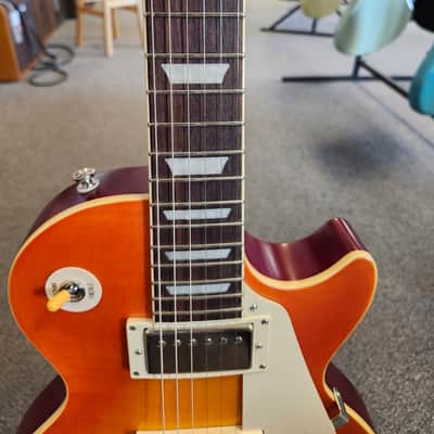 Used 2021 Epiphone Limited Edition 1959 Les Paul Standard w/ Neck Repair and Upgraded Pickups - Aged Honey Fade w/ Case image 9