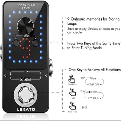 Lekato Looper Station Guitar Effect Pedal 9 Waves Loop Record 40 Mins Looping image 6