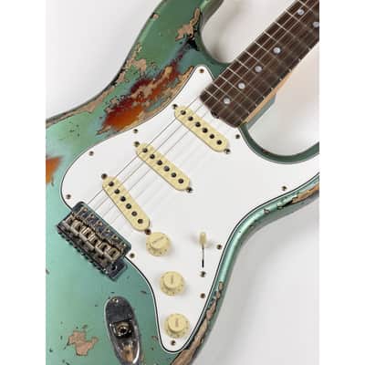 Fender CUSTOM SHOP STRATOCASTER 1965  - SUPER HEAVY RELIC SF Aged Sherwood Green Metallic over 3 Ton Sunburst image 8