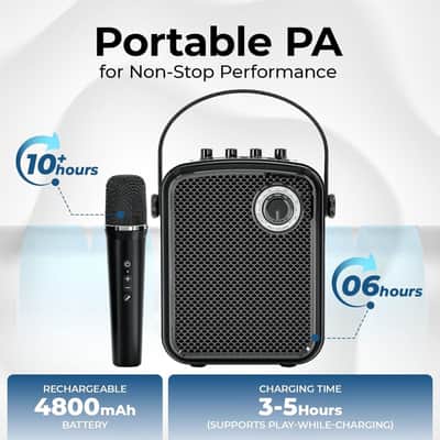 Portable Microphone and Speaker Set, 70W Wireless Voice Amplifier with 10H UHF Handheld Mic, Guitar Input, Metal Bluetooth PA System for Teachers and Presentations image 2