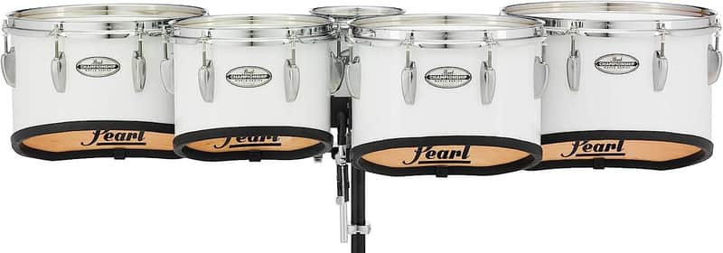 Pearl 6+10+12+13+14 Championship Maple Marching Tom Set, Shallow Cut w/r Ring, Pure White (PMTMS60234/A33) image 1