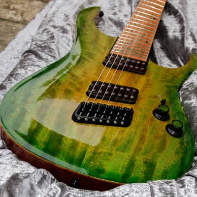 Boutique guitar Ergal 7 string fanned points and lines edition by GB Liuteria image 1