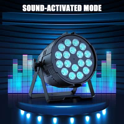 200W Stage Lights, RGBWAL 6IN1 Par Lights, Professional 18 LED DMX512 Sound-Activated Controlled LED Par Can, 6/10CH Uplights for Theater Studio Concert Stage DJ Party image 3