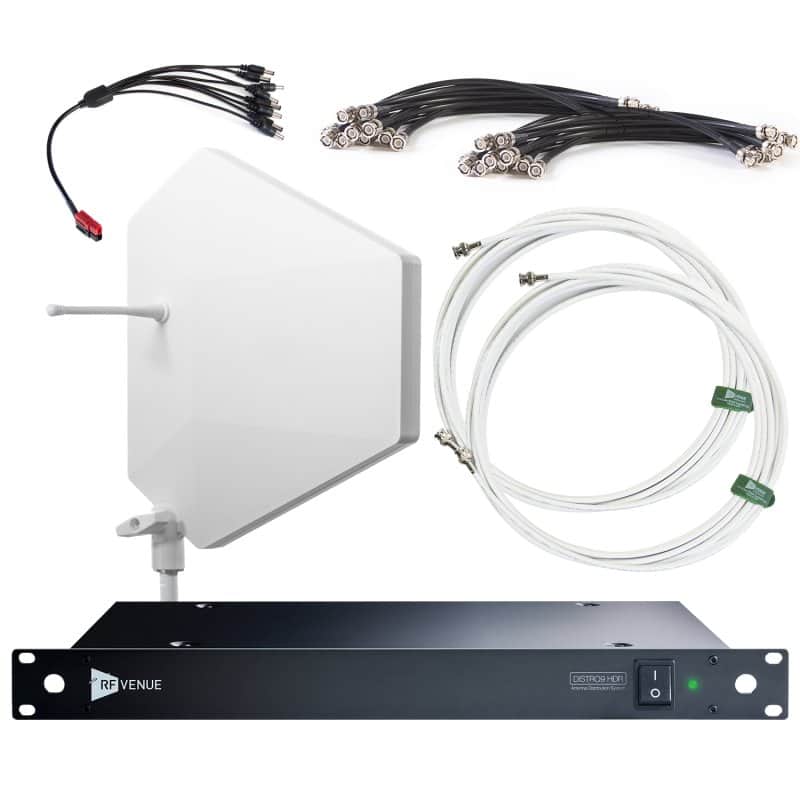 9-Channel Wireless Microphone Upgrade Pack with Diversity Fin IPX Antenna, White image 1