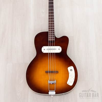 1961 Kay K5965 Pro Howlin' Wolf Vintage Hollowbody Bass Guitar Sunburst, 100% Original w/ Case, K162 image 2