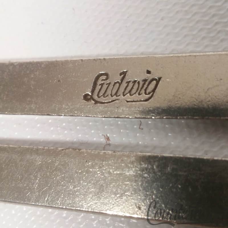 *Ludwig Clamp-On Bass Drum Mount Long Swivel Slider Part Nickel Vintage 30s USA* image 1