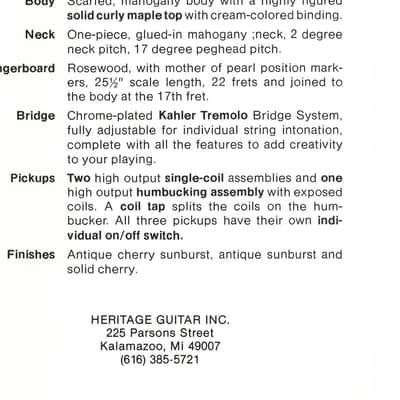Heritage Guitars-STAT, promotional print/cut sheet, 1988 image 2