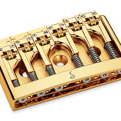 Schaller Germany 3D6 6-String Flatmount Roller Guitar Bridge, GOLD 12120500 image 3