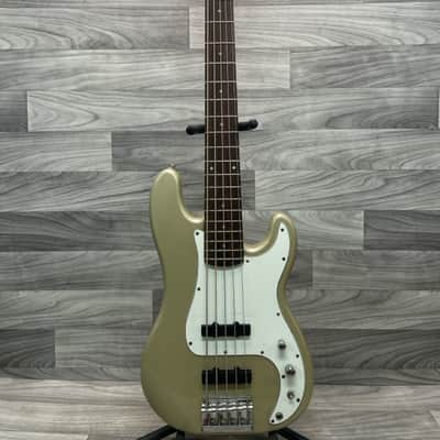 2000 Squier By Fender Precision Bass V Standard Series Electric Bass 5 String Shoreline Gold Finish image 1