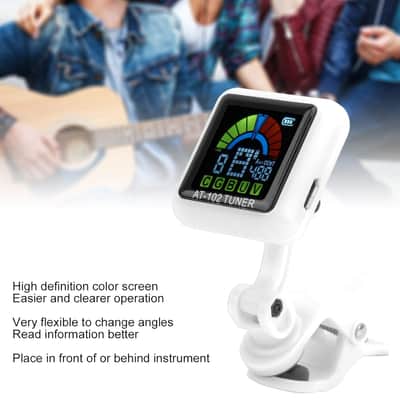 Usb Rechargeable Clip On Tuner For Electric Guitar Violin Ukulele With Color Display(At-102 White) image 6