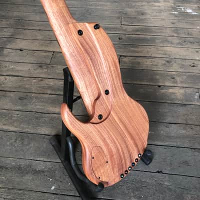 Short scale 6 string fretless bass guitar by JL 2023 - Sapele image 12