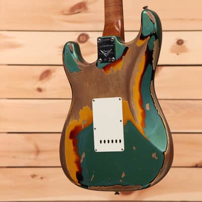 Fender Custom Shop Limited Roasted 1961 Stratocaster Super Heavy Relic - Aged Sherwood Green Metallic over 3 Color Sunburst-CZ563982 image 8