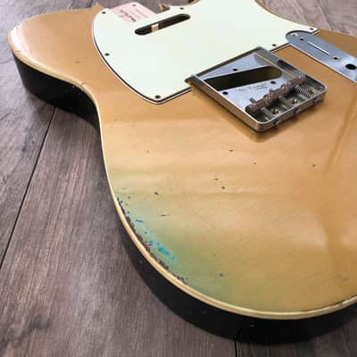 FRANCHIN Mars guitar body Relic Aged Gold Metallic turned green and Black 100% Nitro Lacquer Cracks Single Binding SS Alder Telecaster-Tele-T-Style Made in Italy - Stock piece #23020626 image 8