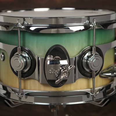 DW 6x10" Collector's Series Snare Drum - Candy Blue Azure Burst over Mapa Burl Exotic Veneer - Carl Allen image 4
