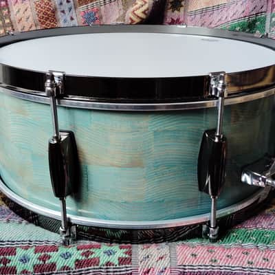 SSS Solid Shell Shop Custom Snare Drum 2025 - Turquoise image 4