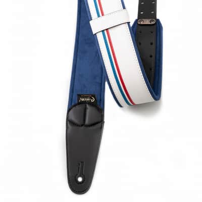 RightOn! Mojo Race‑60 White Vegan Guitar Strap – Clean Racing Stripe Style image 3
