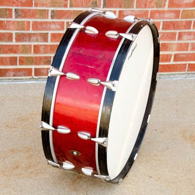 Used vintage Slingerland 26 x 8" Marching Bass Drum, Red Sparkle image 2