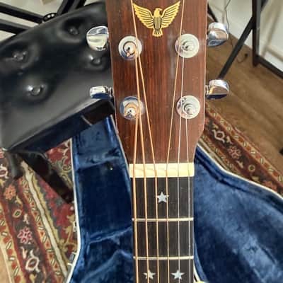 Martin D-76 CF Martin Bi-Centennial Guitar 1976 - Three-piece Rosewood back, herringbone backstrips, rosette soundhole, thirteen pearl stars in ebony fingerboard, and pearl eagle in headstock. image 5