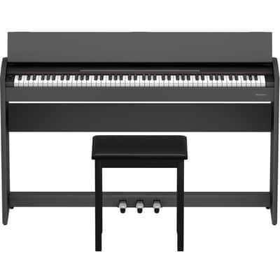 Roland F-107-BK 88-Key Slim Digital Piano w/ Stand, Bench, and 3-pedals, Black