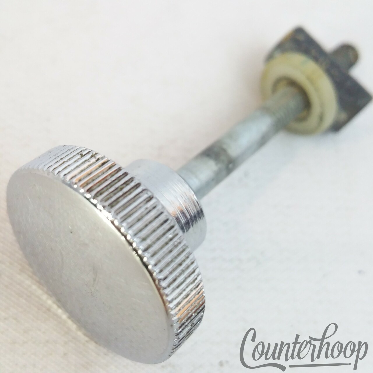 Ludwig Muffler Knob Tensioner Rod 1"Dial Snare/Tom Drum+Brass Nut Chrome USA 70s — main photograph