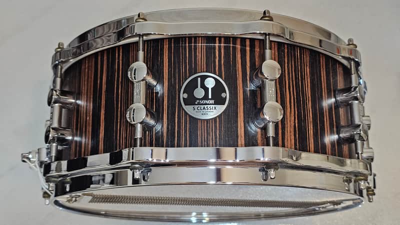 Sonor SC 10 1406 SDWD S Classix 14"x 6" Scandinavian Birch Snare in Ebony Veneer w/ Hella Hoops image 1