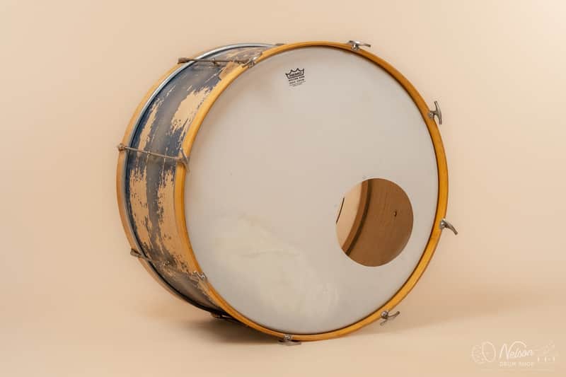 1940s WFL Single Tension Bass Drum in Blue/Silver Duco - 14x26 image 1