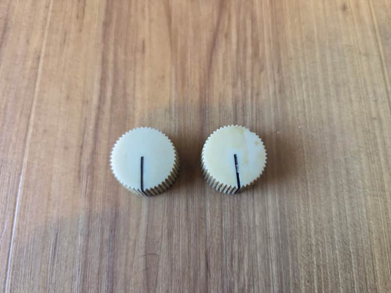 Pair of Vintage Early 1960's Fender White Amplifier Knobs! Rare, Original Parts! image 1