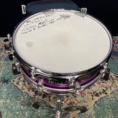 Russ McKinnon's, Tower of Power, Trick 14x4" Aluminum Snare Drum, Upgraded Throw-Off - Purple, 1989. Signed! image 11