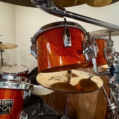 Limited Edition Tama Superstar Classic Bright Orange Sparkle 10 Piece Double Bass Drum Shell Pack image 5