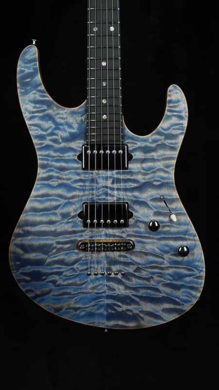 Suhr Custom Modern in Transparent Blue Denim with Black Limba Body image 1