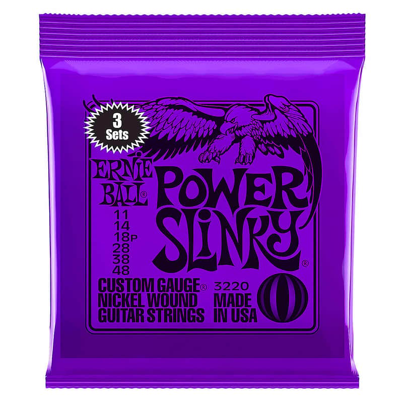 Ernie Ball 3220 Power Slinky Nickel Wound Electric Guitar Strings 3-Pack image 1