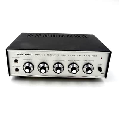 Vintage Realistic MPA-20 Solid State P.A. Amplifier 120V / 12V Mic Preamp Portable image 4