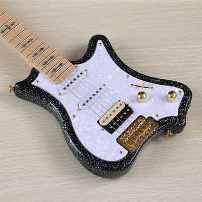 Sparkling Black HH  Custom Electric Guitar, Basswood Body, Maple Neck image 1