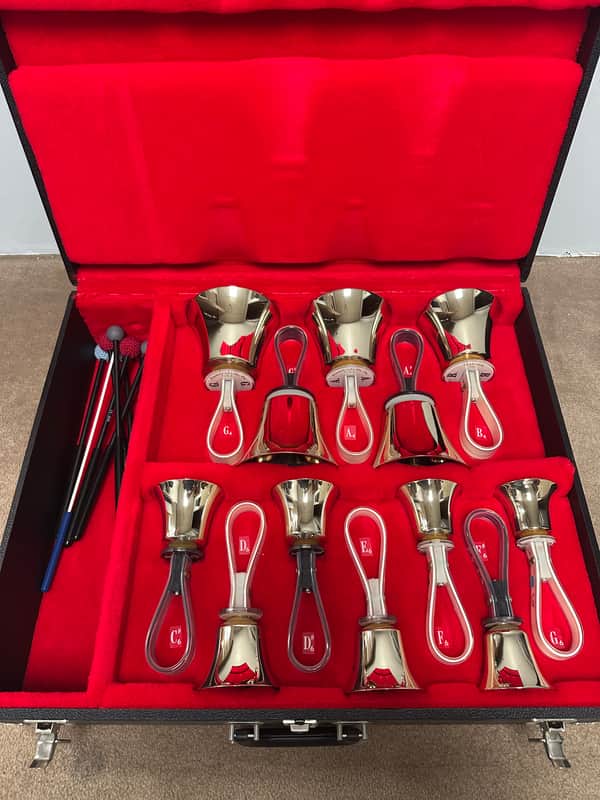 Malmark 3 Octave Handbell Package (C4-C7) w/ cases, pads, tables, mallets and gloves image 1