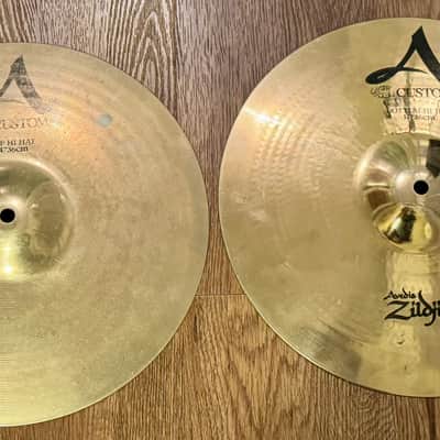 Zildjian A Custom 14" Hi-Hats Hi Hat Cymbals 1100 Grams 1250 Grams image 1